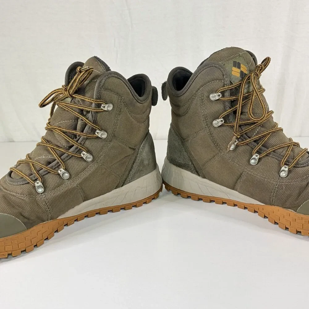 Columbia Fairbanks Omni Heat Waterproof Mens Hiking Trail Boots Olive Brown 11